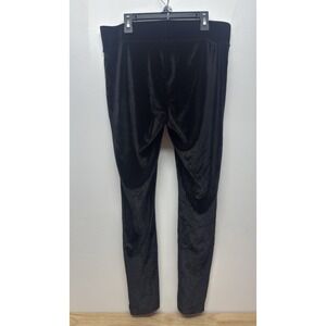 Utopia Hue Women's Stretch Velvet Leggings Black Large Ankle Cutouts #53